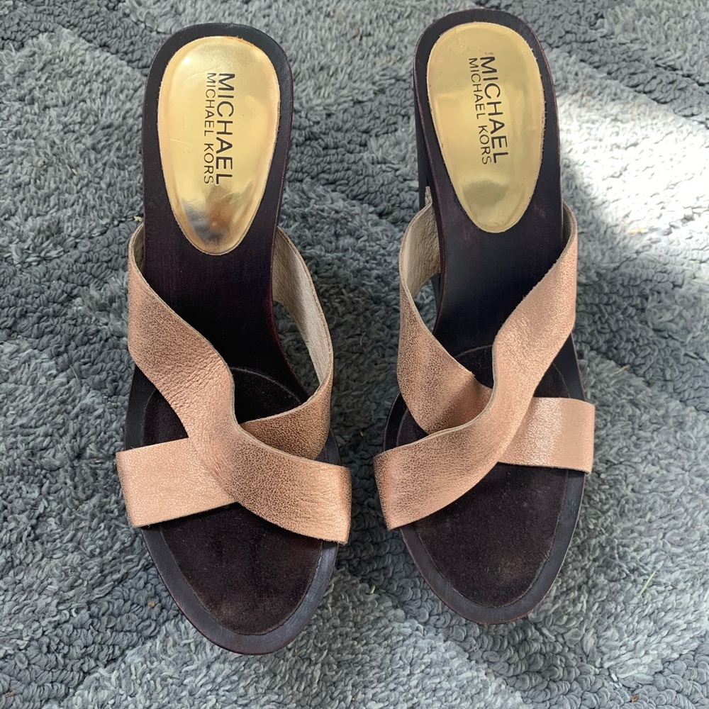 Michael Kors wooden wedge heels